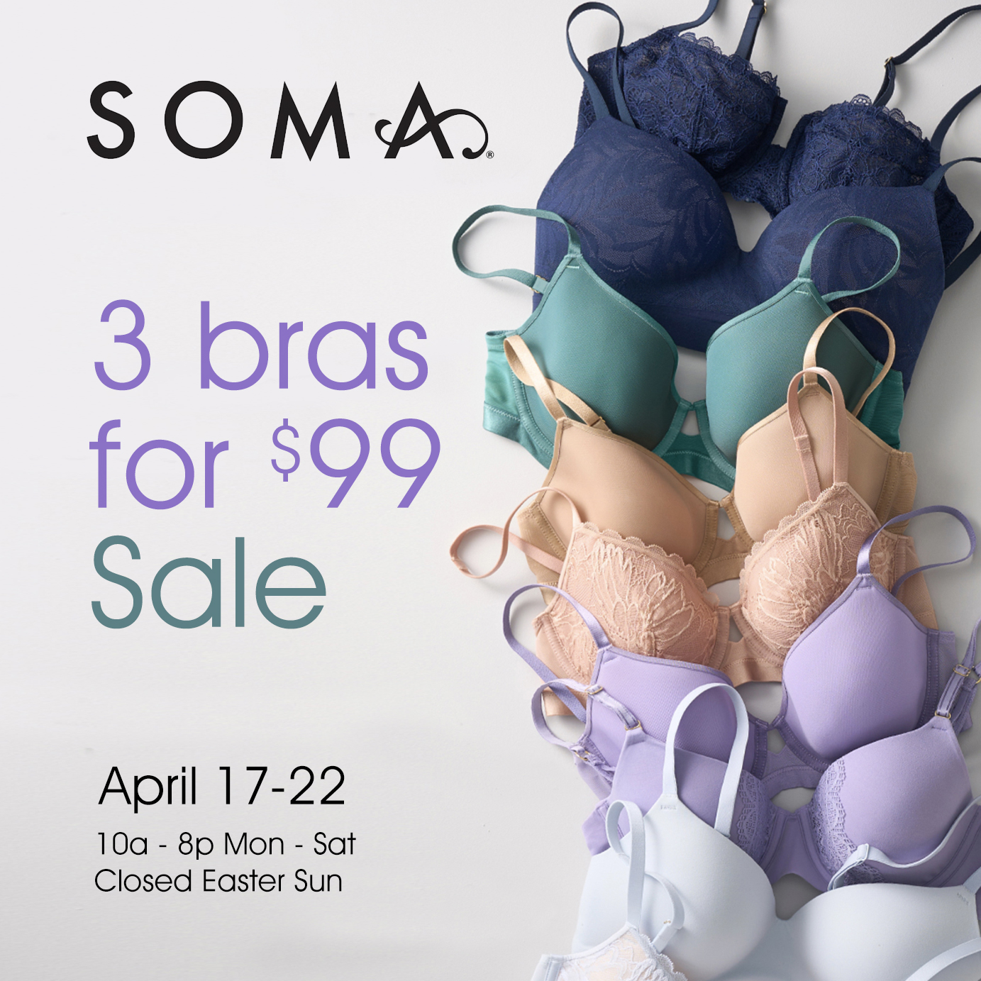 3 bras for $99 icon
