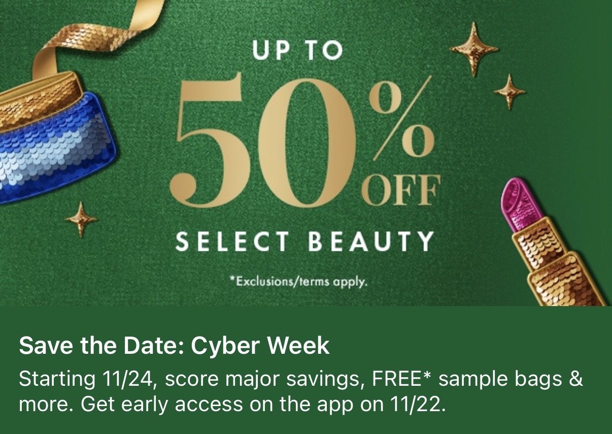 Cyber week deals at Sephora icon